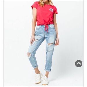 RSQ distressed light wash soho boyfriend denim